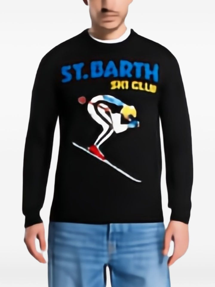 Maglione nero MC2 Saint Barth Heron C a intarsio 