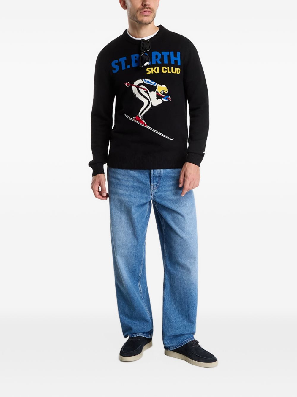 Maglione nero MC2 Saint Barth Heron C a intarsio 