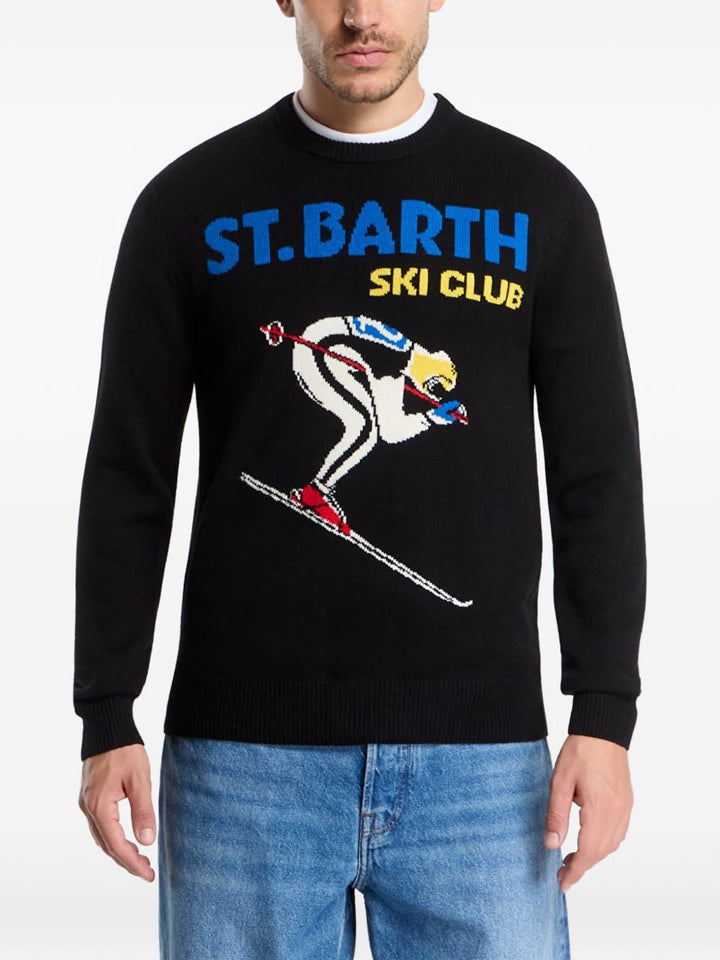 Maglione nero MC2 Saint Barth Heron C a intarsio 