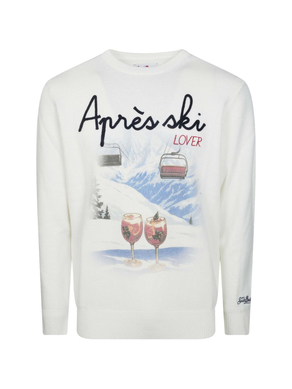 Maglione bianco MC2 Saint Barth Heron con stampa grafica 