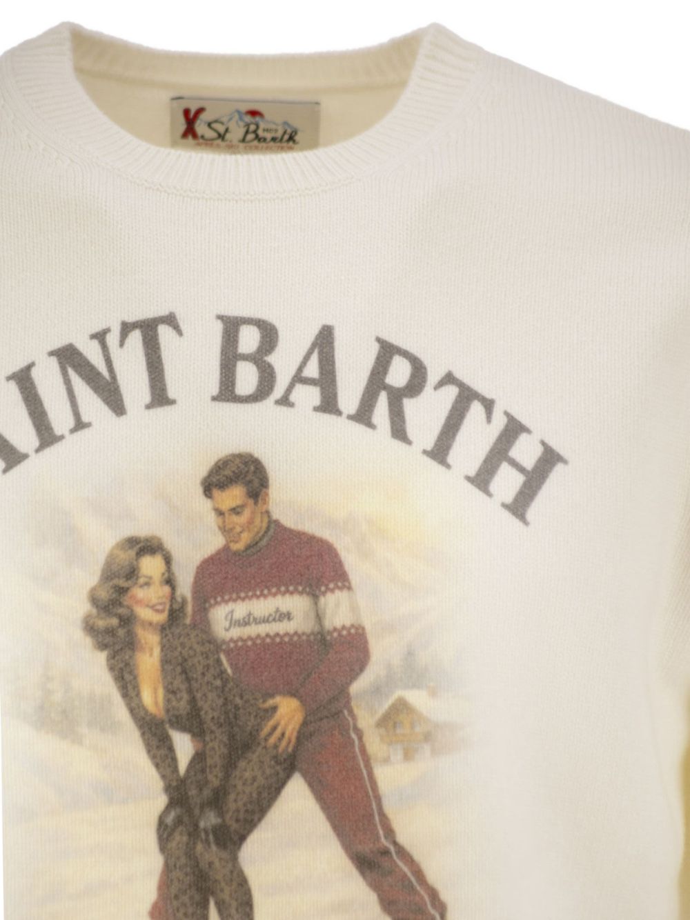 Maglione bianco MC2 Saint Barth con stampa sci 