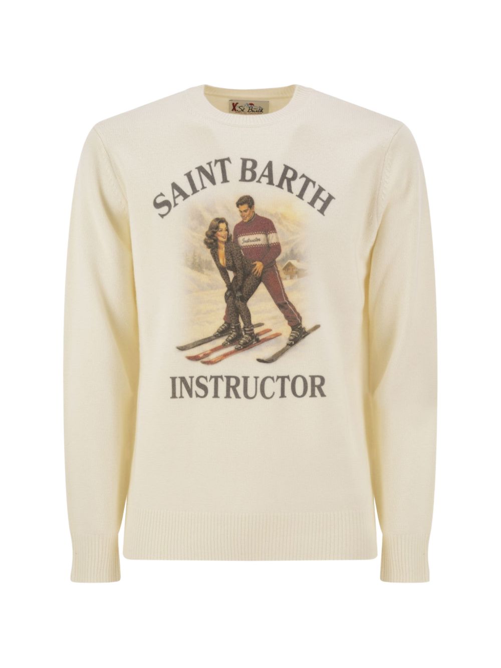 Maglione bianco MC2 Saint Barth con stampa sci 