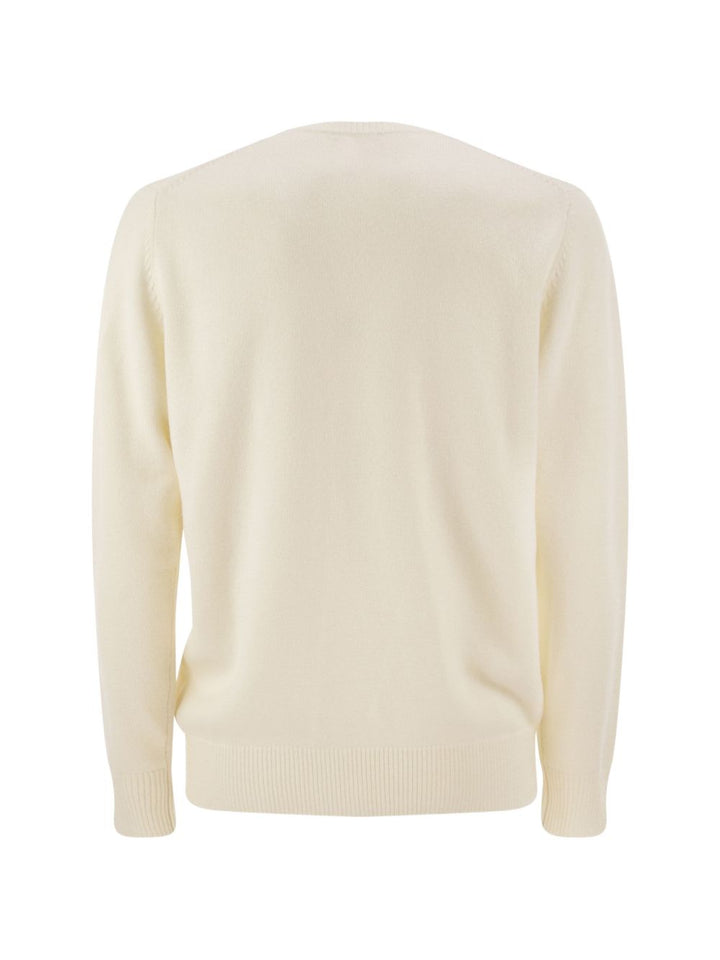 Maglione bianco MC2 Saint Barth con stampa sci 