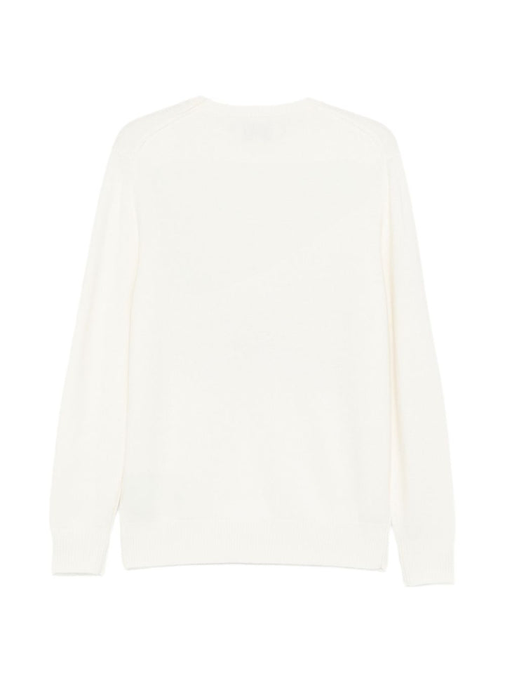 Maglione Girocollo Bianco con Stampa Grafica 