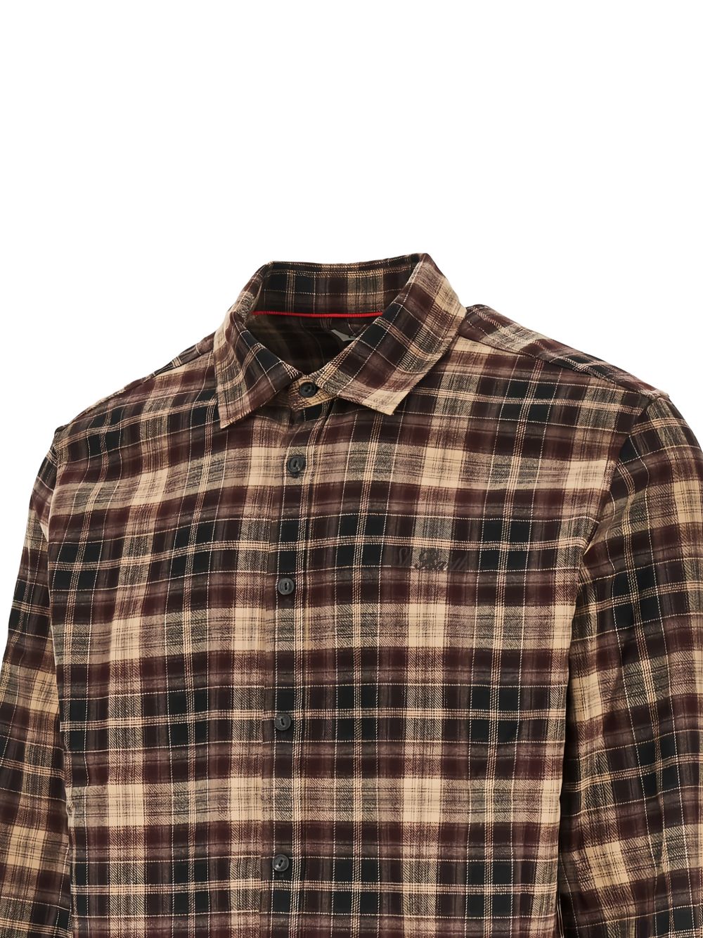 Camicia marrone MC2 Saint Barth Seefeld in flanella con ricamo Après-Ski 