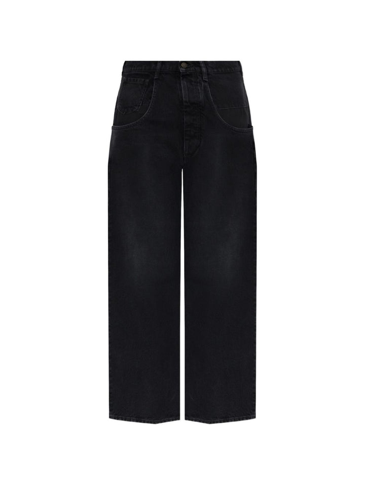 Jeans neri a gamba dritta con doppie tasche 