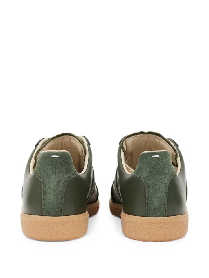 Sneakers Replica verdi foresta in pelle con inserti in pelle scamosciata 