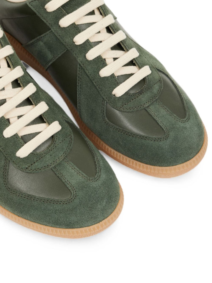 Sneakers Replica verdi foresta in pelle con inserti in pelle scamosciata 