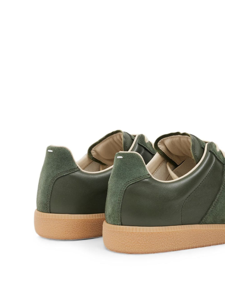 Sneakers Replica verdi foresta in pelle con inserti in pelle scamosciata 