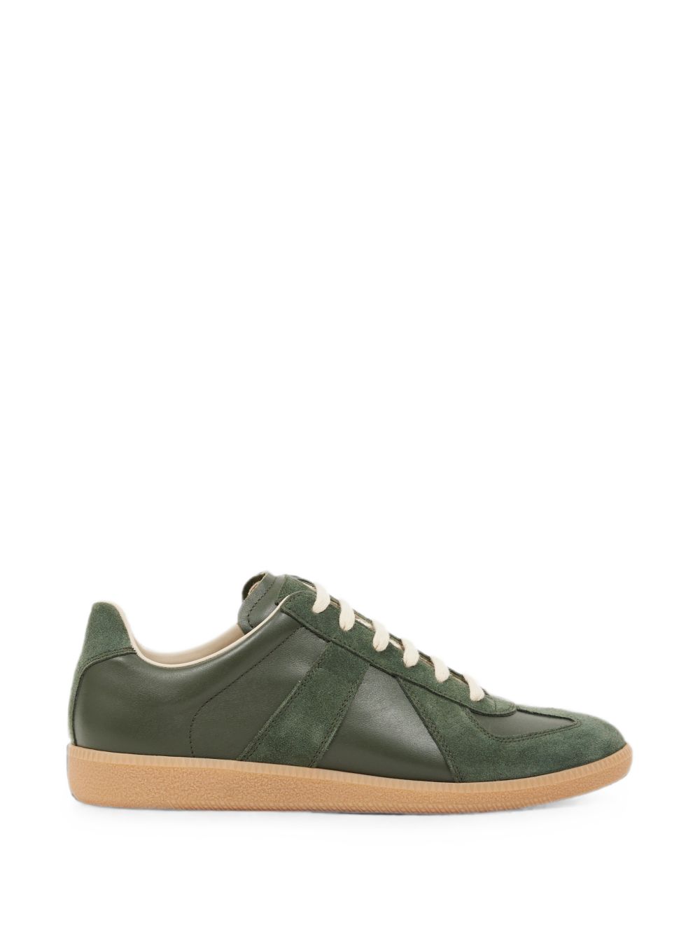 Sneakers Replica verdi foresta in pelle con inserti in pelle scamosciata 
