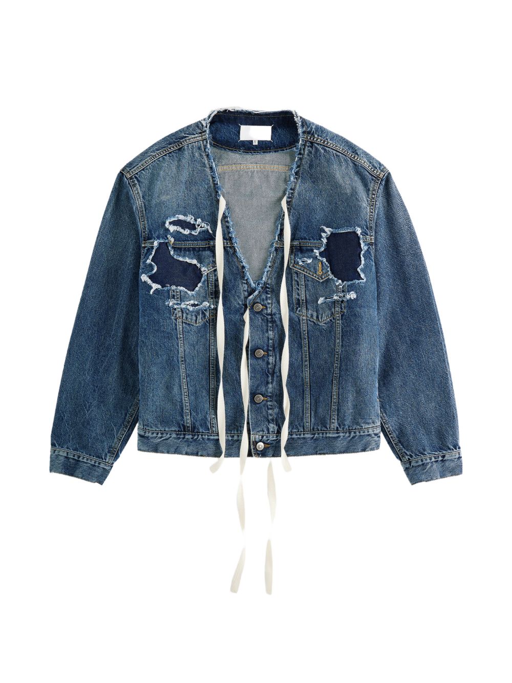 Giacca blu in cotone con effetto vissuto 