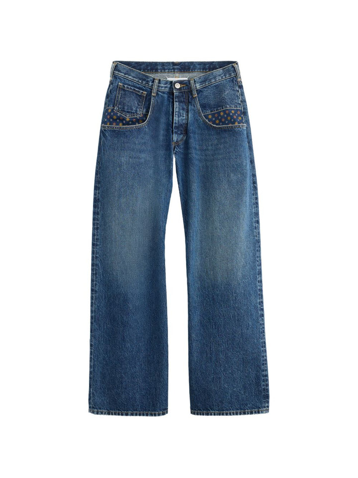 Jeans stone bleach a gamba ampia 