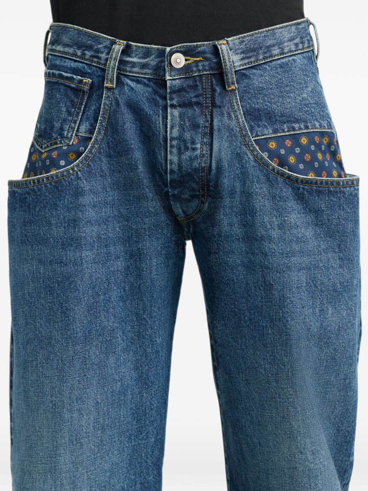 Jeans stone bleach a gamba ampia 