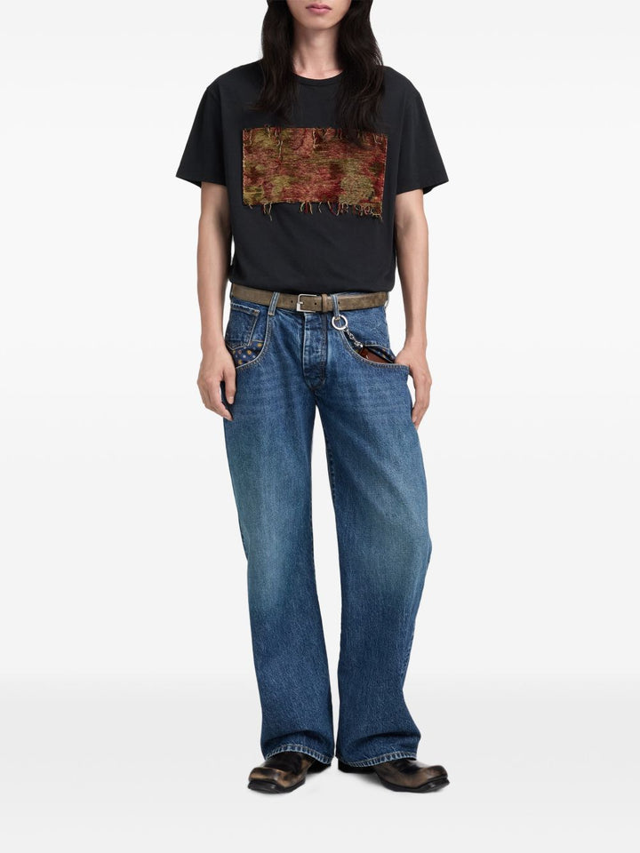 Jeans stone bleach a gamba ampia 
