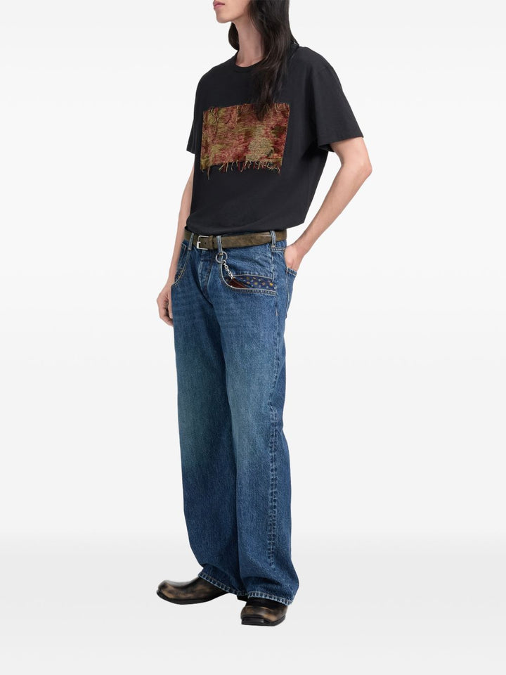 Jeans stone bleach a gamba ampia 