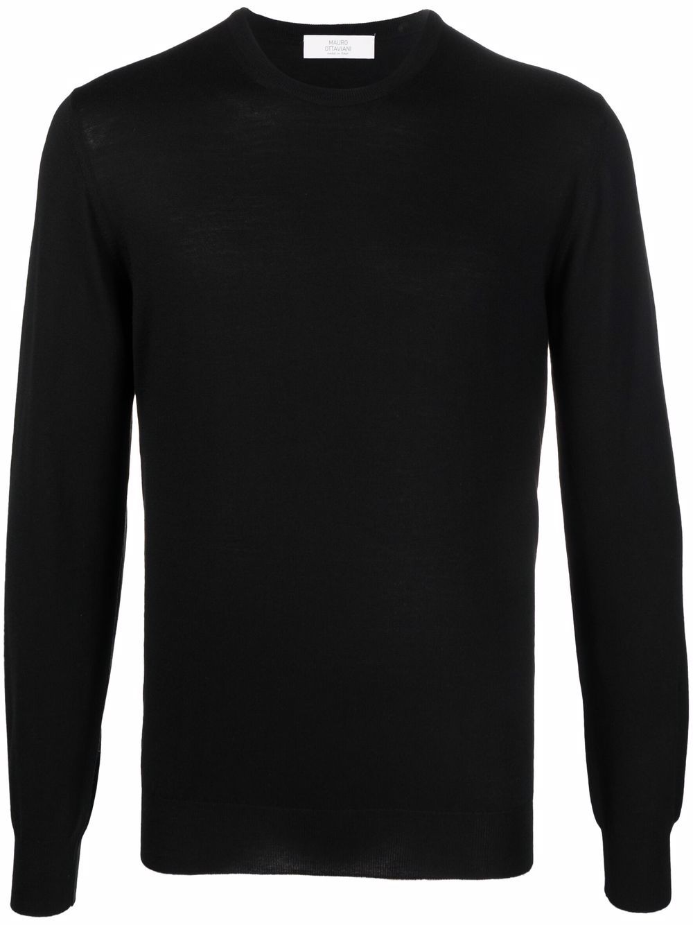 Maglione nero girocollo in lana merino 
