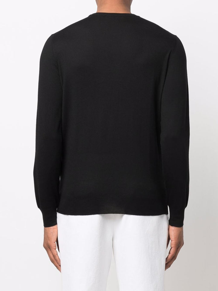 Maglione nero girocollo in lana merino 