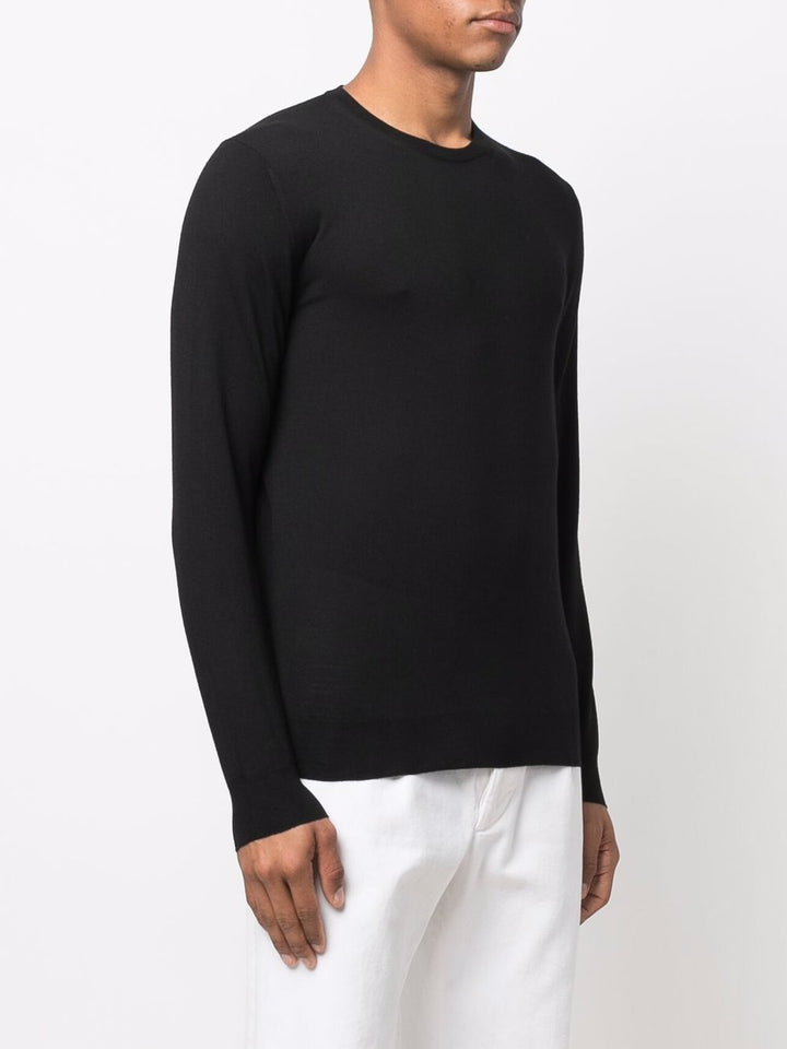 Maglione nero girocollo in lana merino 
