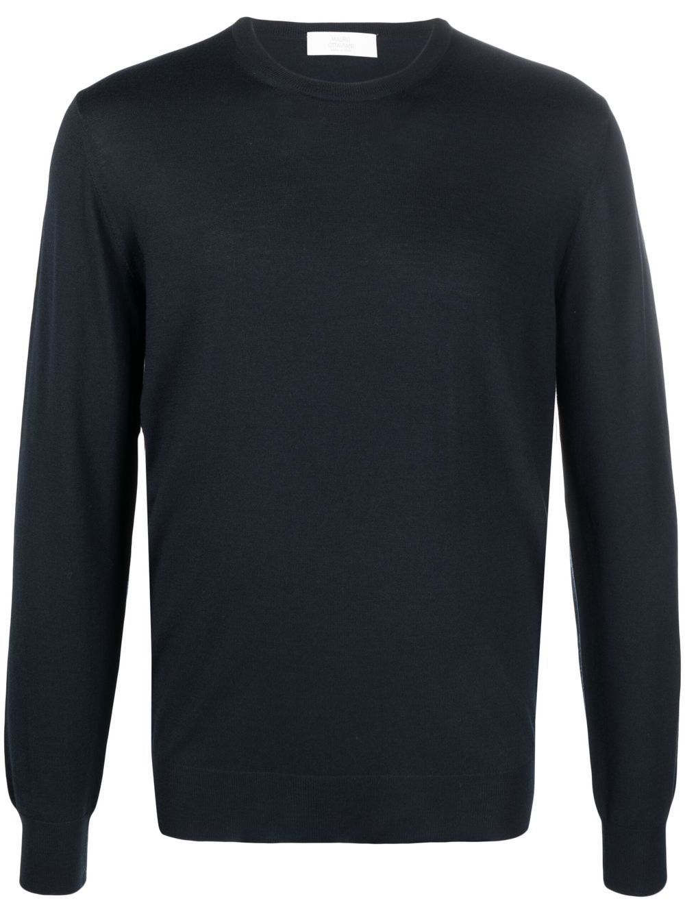Maglione blu girocollo in lana merino 