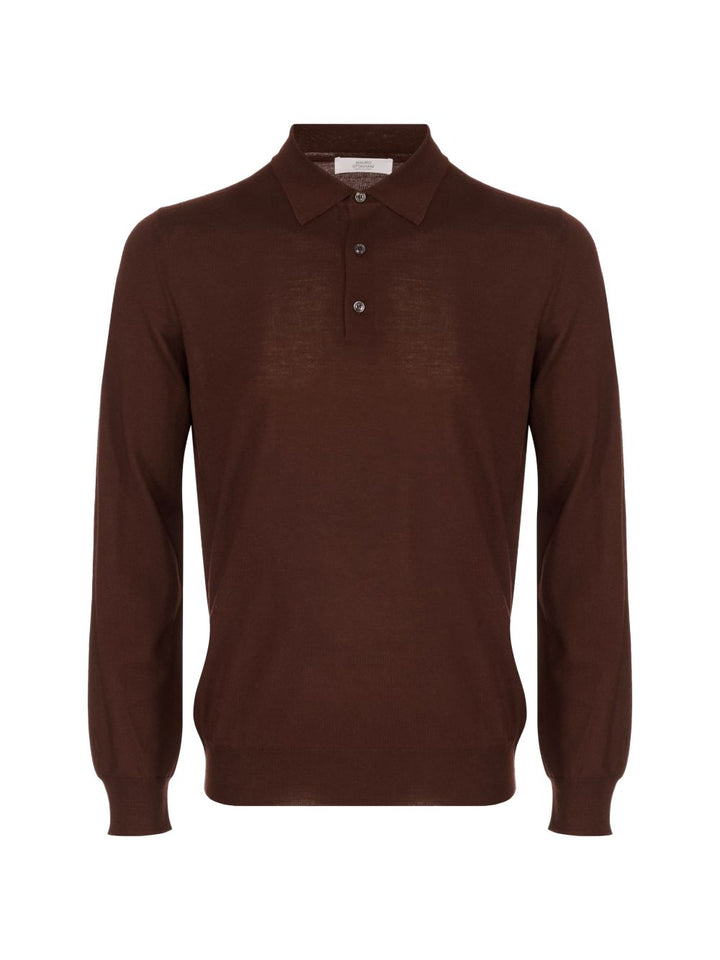 Polo marrone scuro in maglia 
