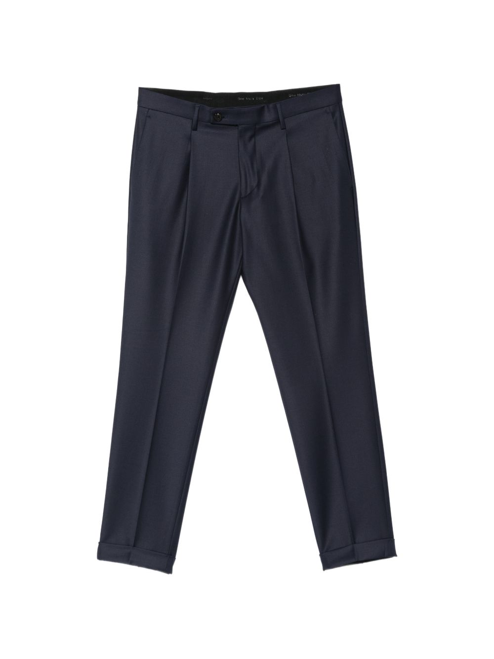 Pantaloni blu navy Frederick con pieghe e risvolto 