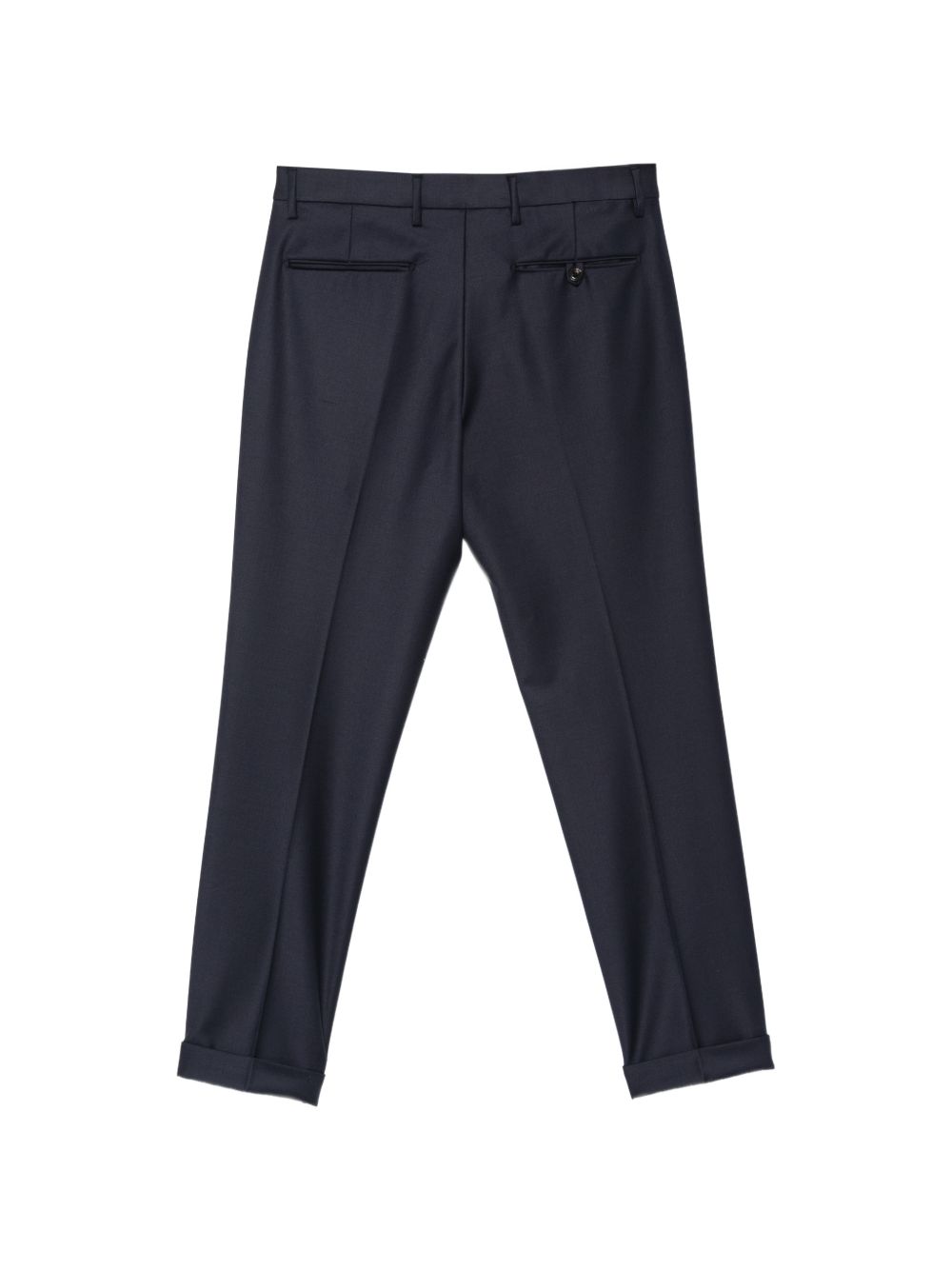 Pantaloni blu navy Frederick con pieghe e risvolto 