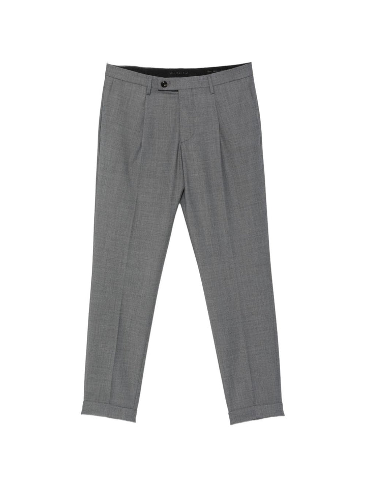 Pantaloni grigi Frederick con pieghe e risvolto 