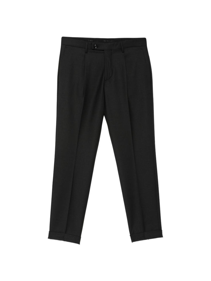 Pantaloni neri Frederick con pieghe e risvolto 