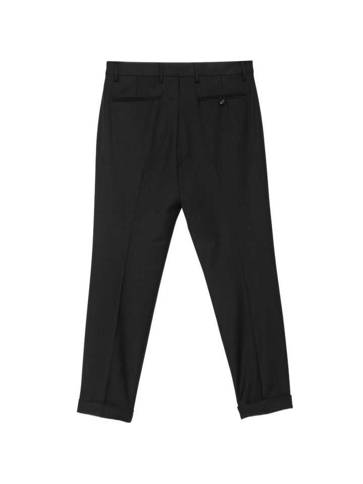 Pantaloni neri Frederick con pieghe e risvolto 