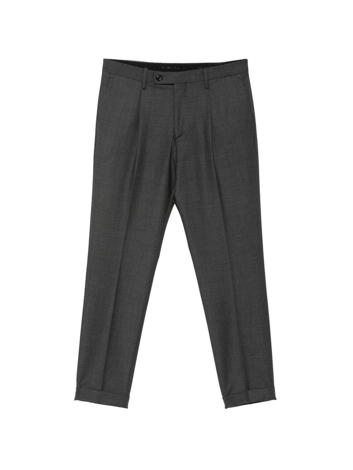Pantaloni antracite Frederick con pieghe e risvolto 
