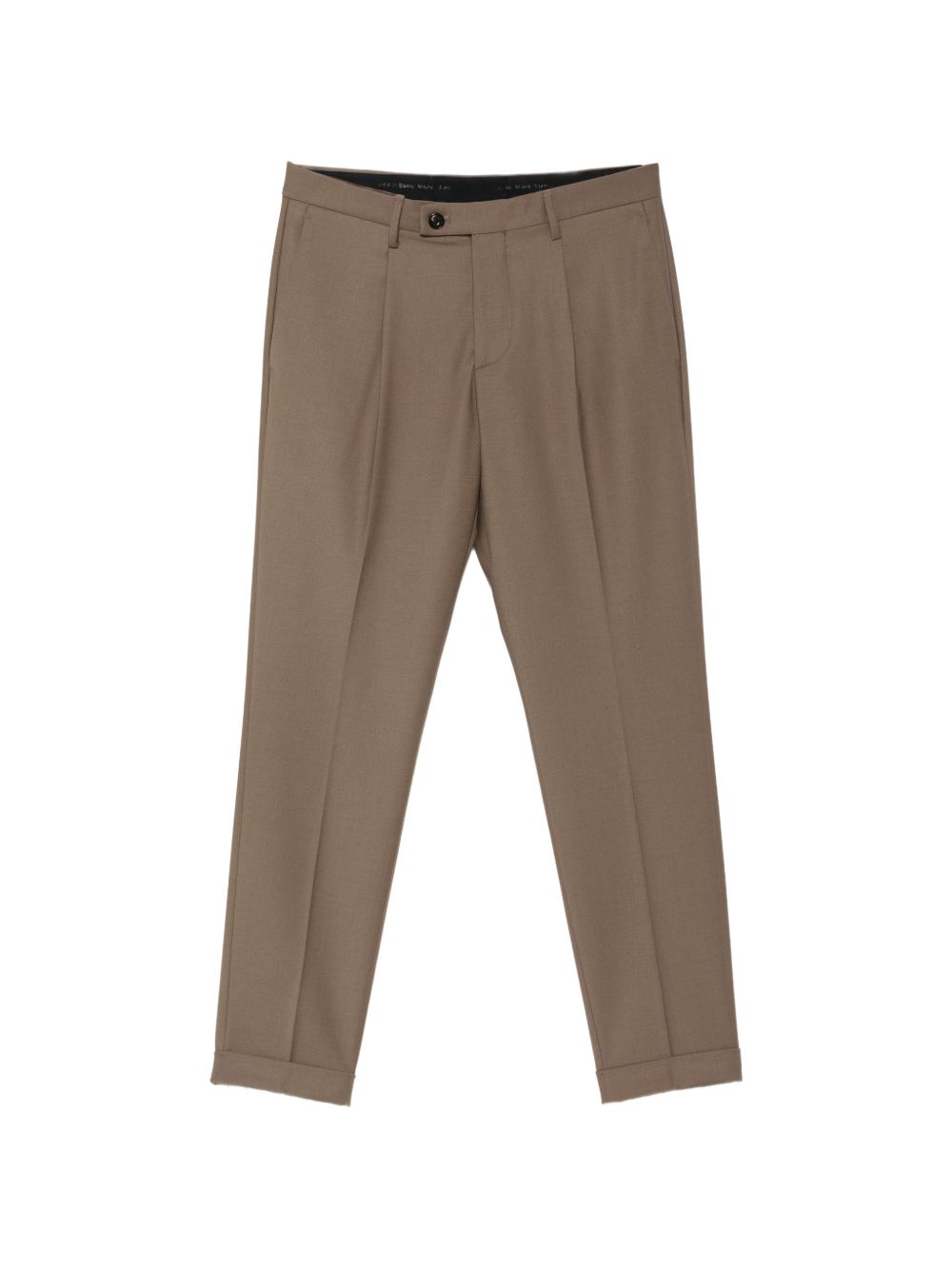 Pantaloni nocciola Frederick con pieghe e risvolto 