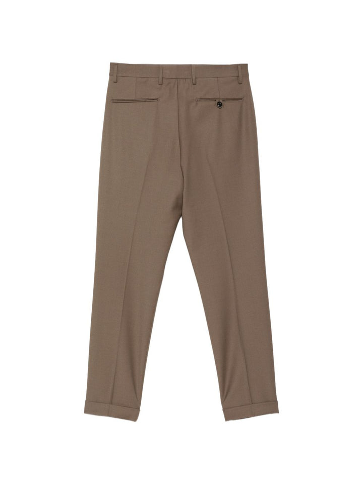 Pantaloni nocciola Frederick con pieghe e risvolto 
