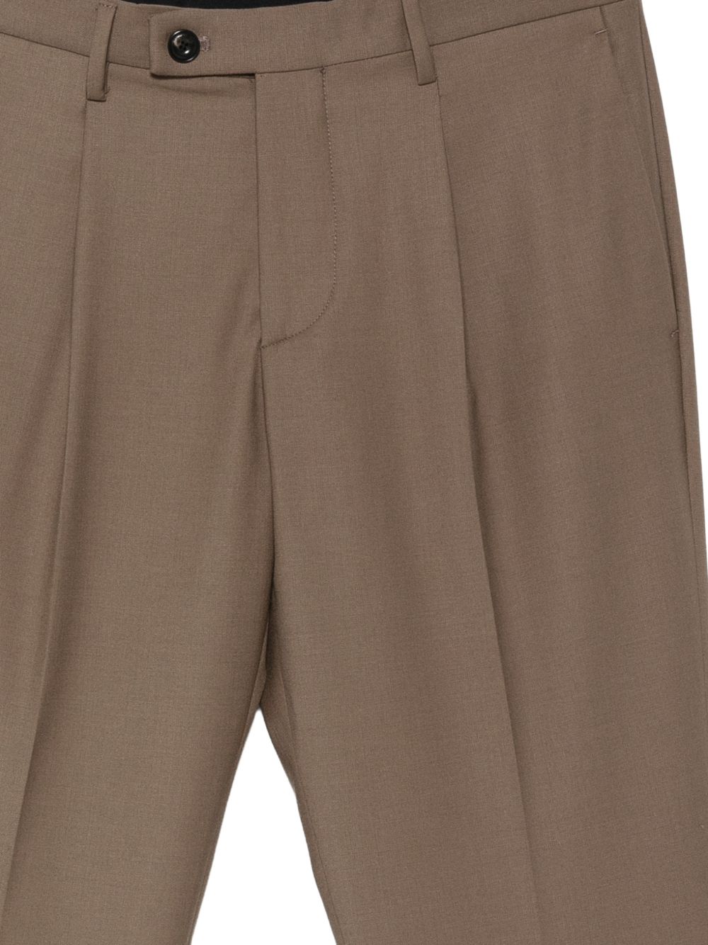Pantaloni nocciola Frederick con pieghe e risvolto 