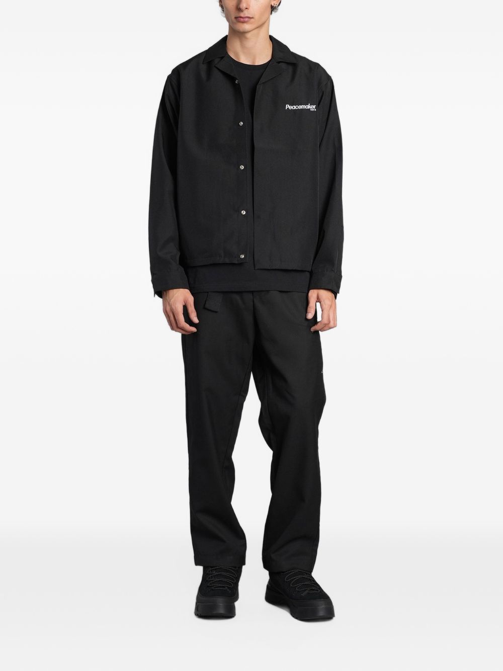 Pantaloni neri Oamc Peacemaker con cintura e zip 