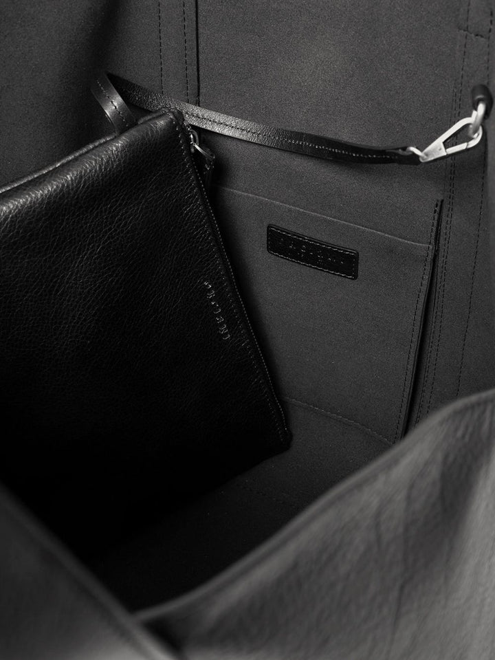 Borsa tote nera in pelle martellata 