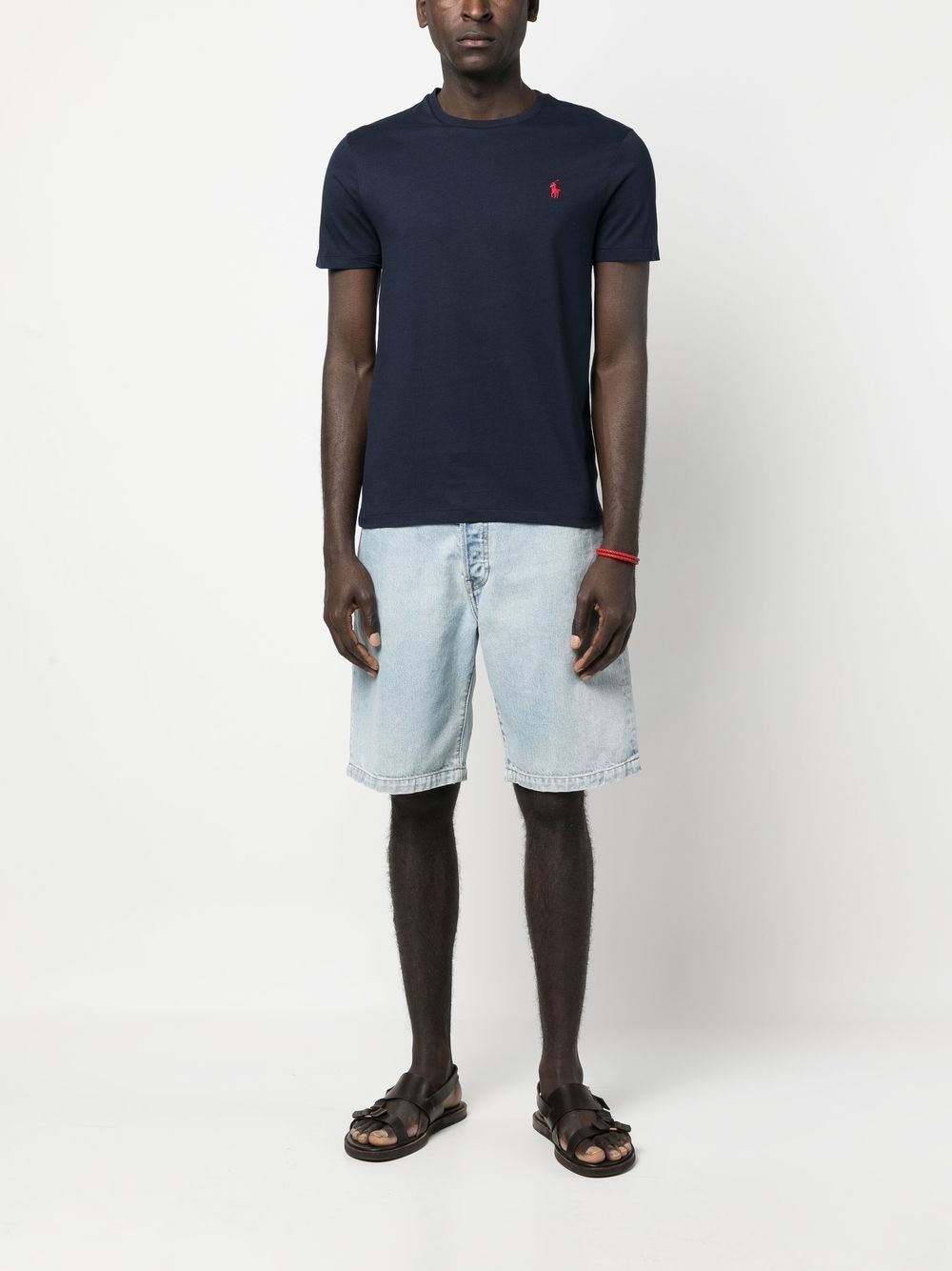 T-shirt blu navy con ricamo 