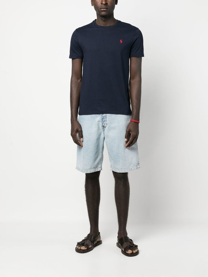 T-shirt blu navy con ricamo 