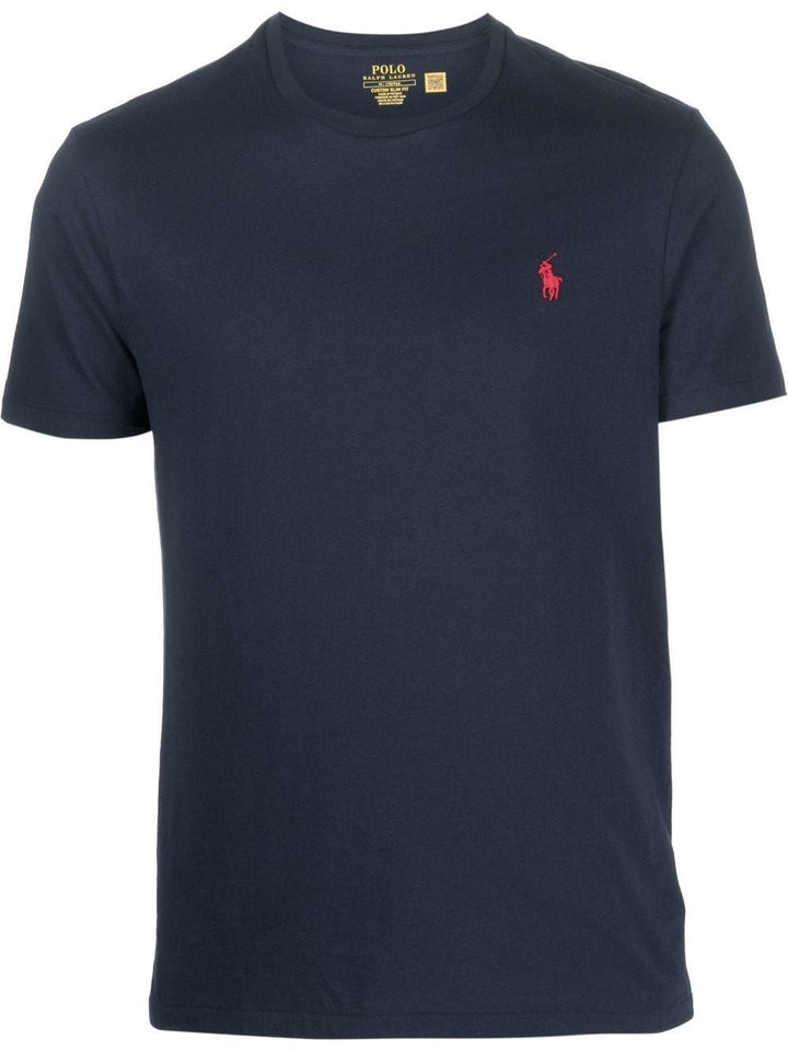 T-shirt blu navy con ricamo 