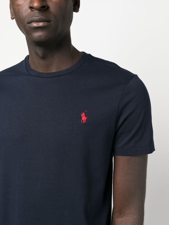 T-shirt blu navy con ricamo 
