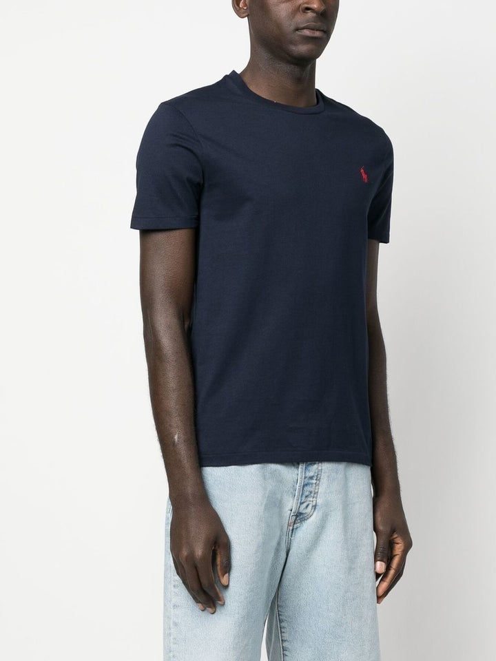 T-shirt blu navy con ricamo 
