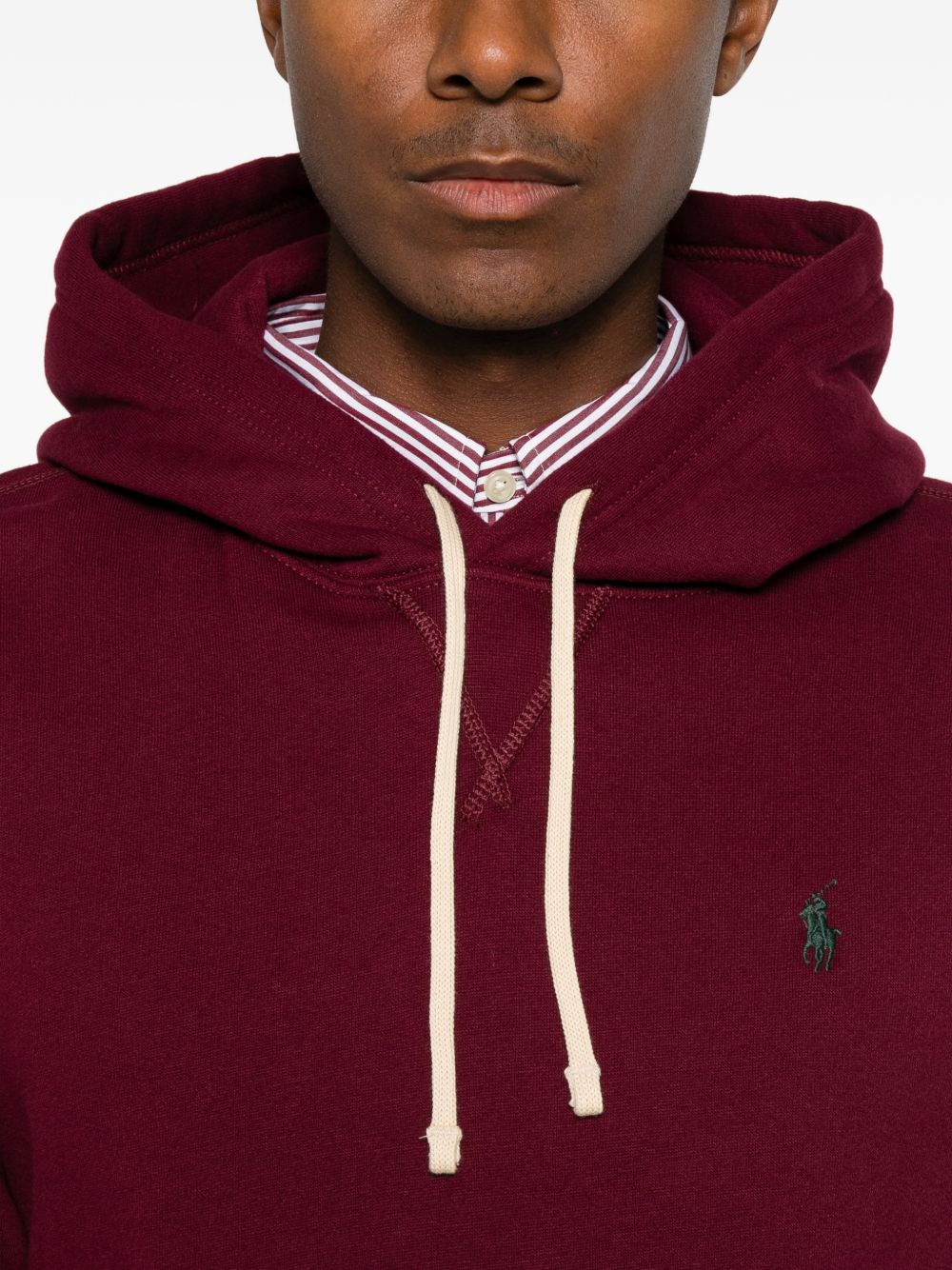 Felpa con cappuccio e logo ricamato bordeaux<BR/> 