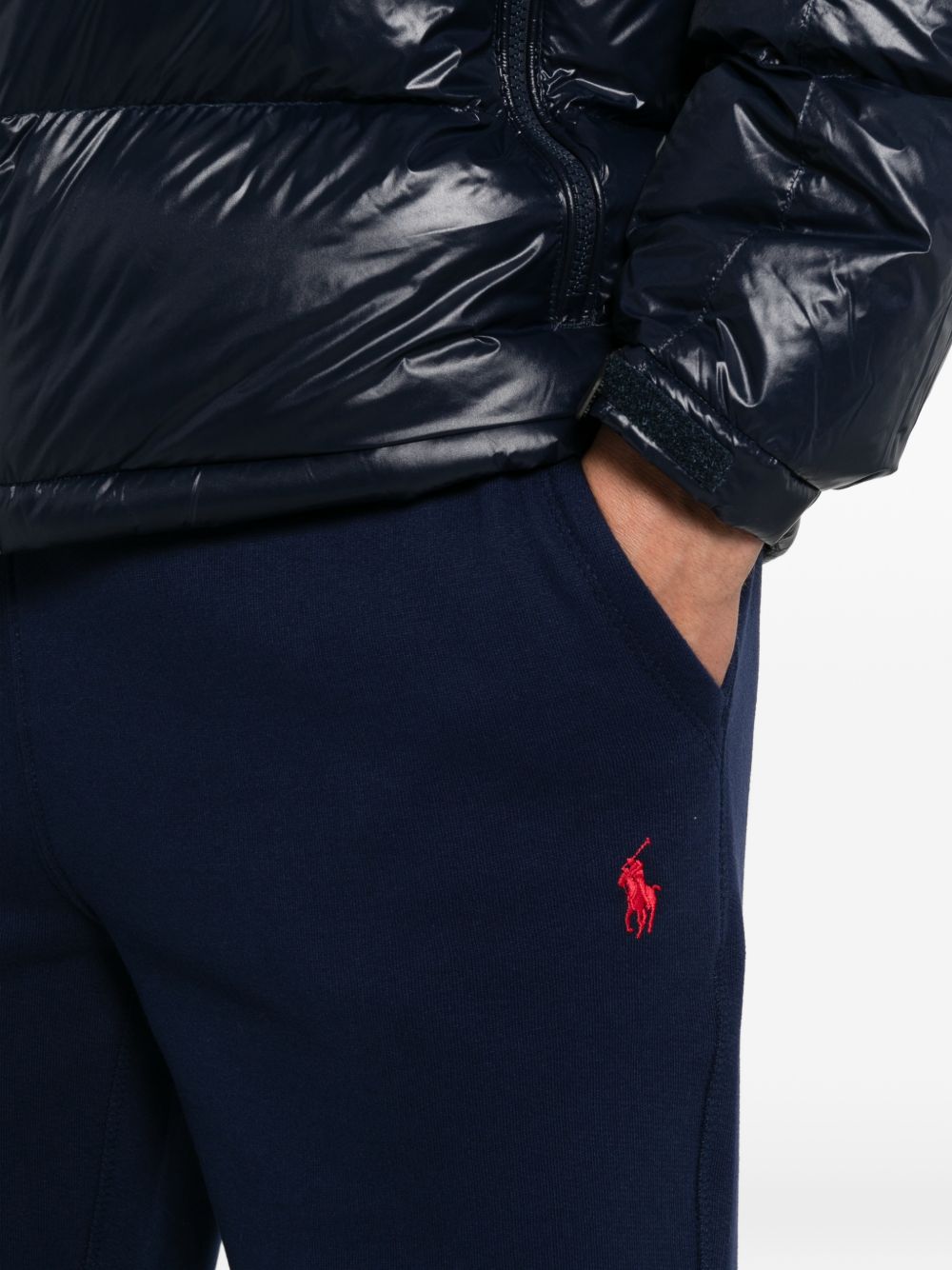 Pantaloni sportivi con logo ricamato blu navy 