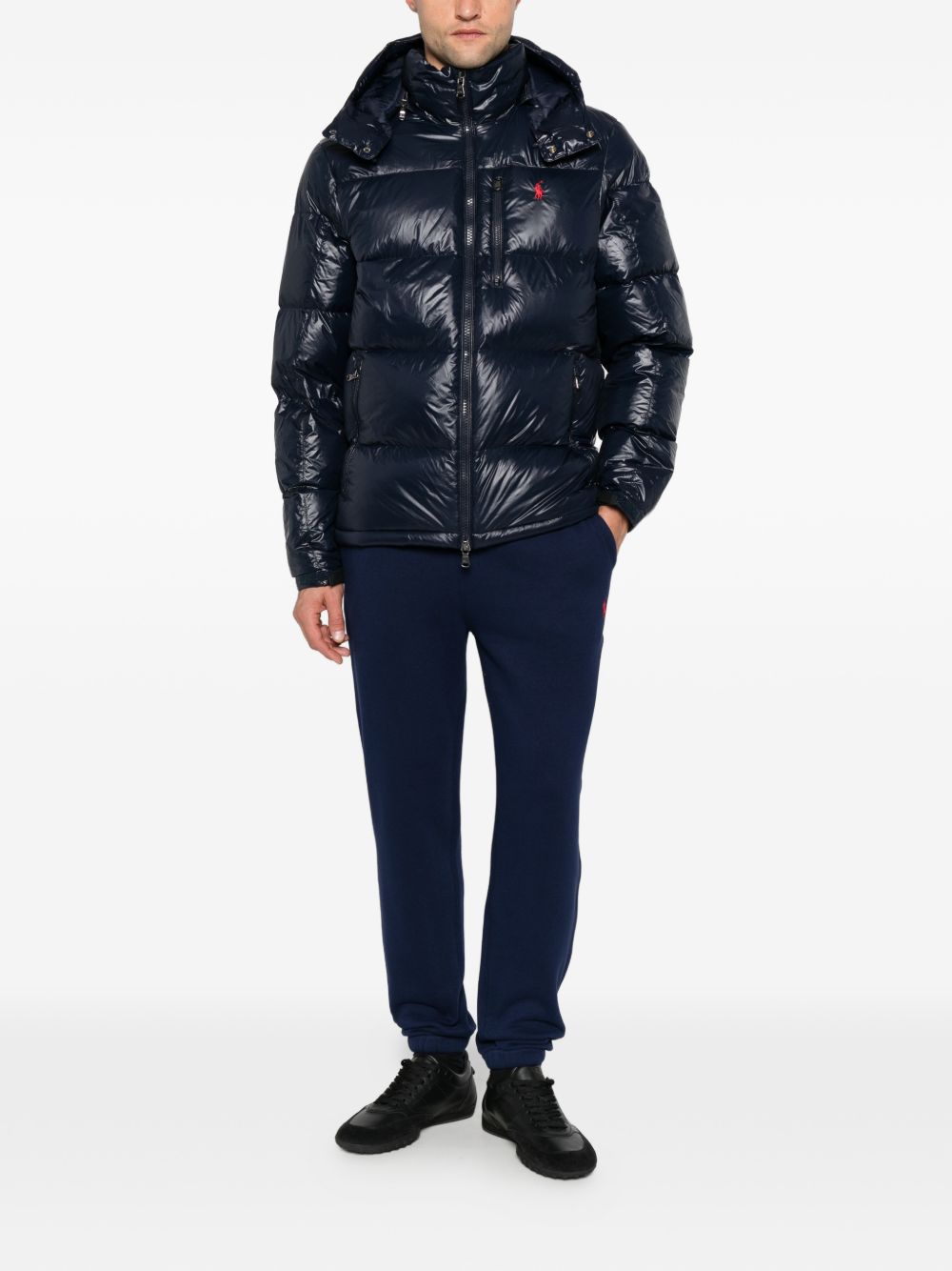 Pantaloni sportivi con logo ricamato blu navy 