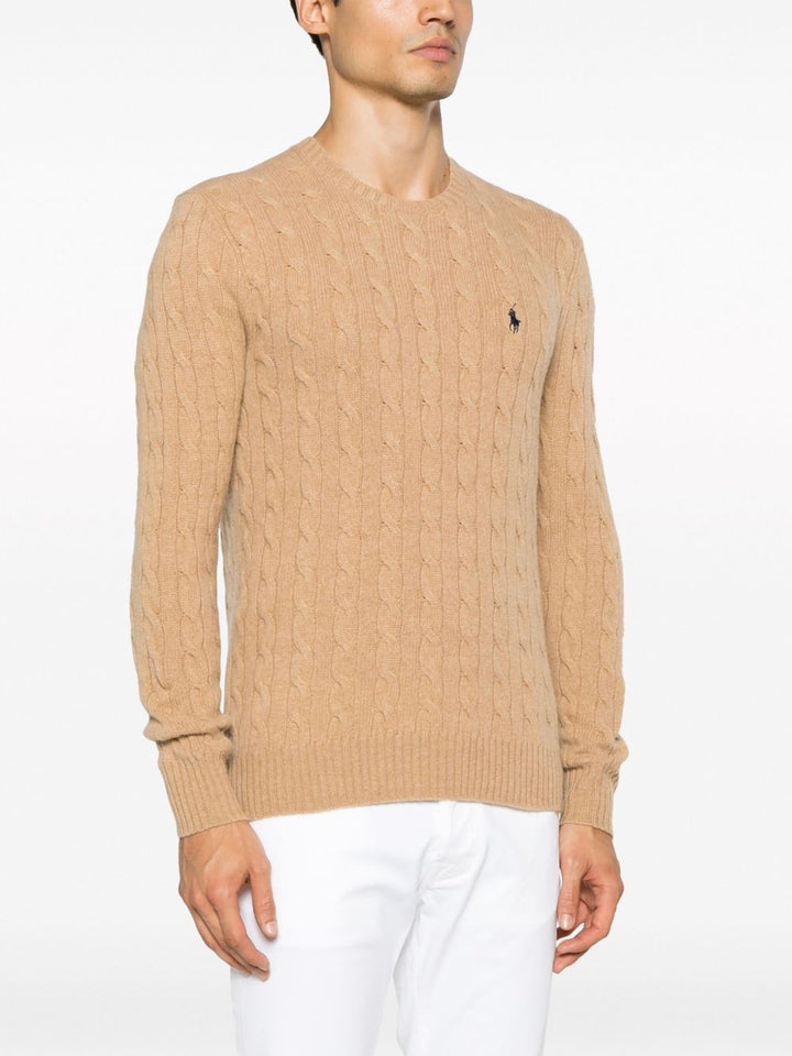 Maglione grigio a trecce con ricamo 