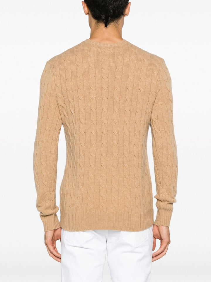 Maglione grigio a trecce con ricamo 