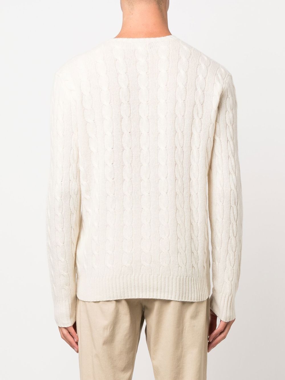 Maglione avorio a trecce con ricamo 
