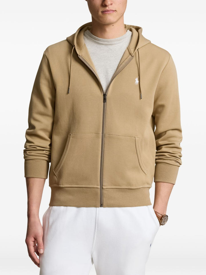 Felpa marrone con cappuccio e zip 