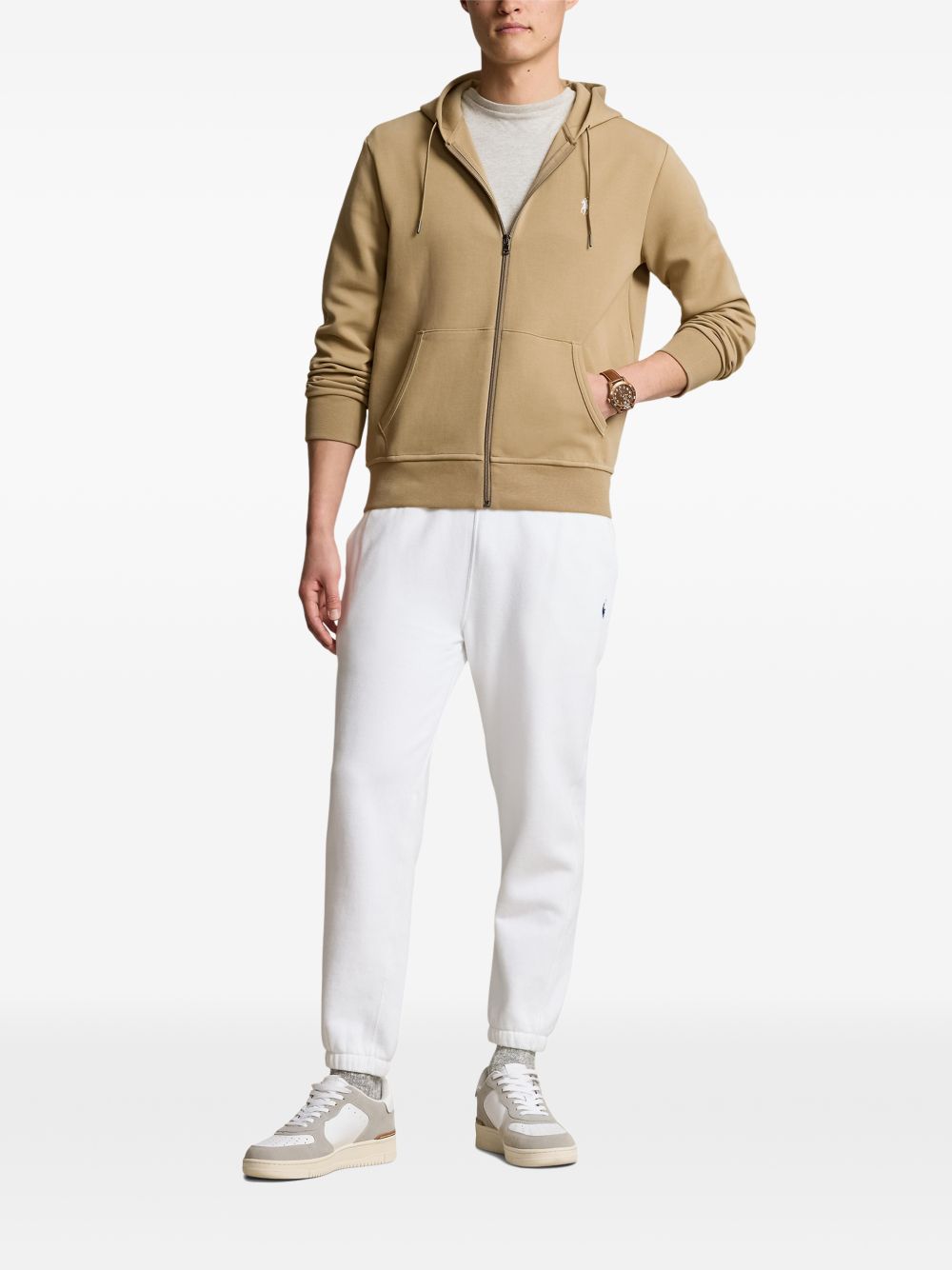 Felpa marrone con cappuccio e zip 
