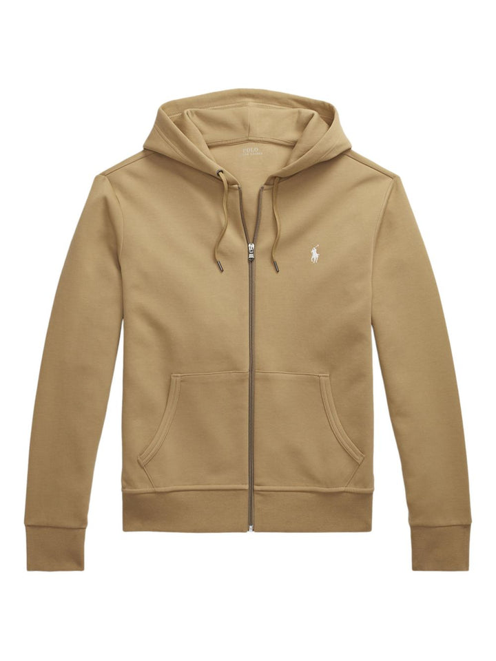 Felpa marrone con cappuccio e zip 
