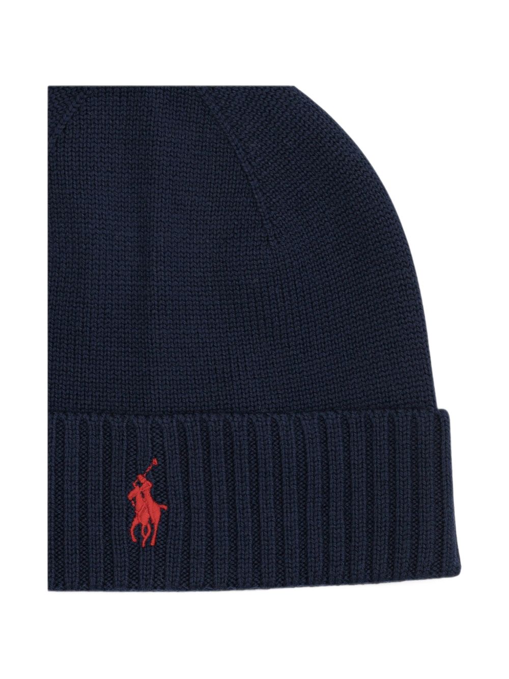 Berretto in lana con logo ricamato blu navy 
